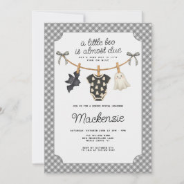 Little Boo Gingham Halloween Gender Reveal Party Inbjudningar
