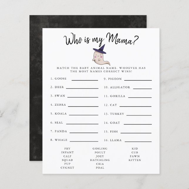 Little Boo Girl som är min Mamma Baby Shower Game (Fram/baksida)