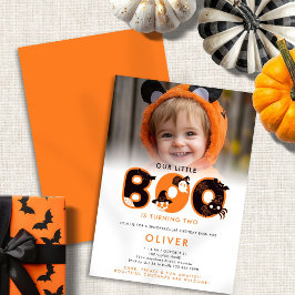 Little Boo gör om två fotohalloween-födelsedagen Inbjudningar