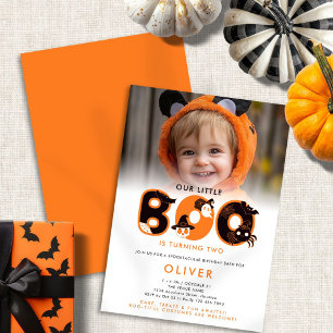 Little Boo gör om två fotohalloween-födelsedagen Inbjudningar