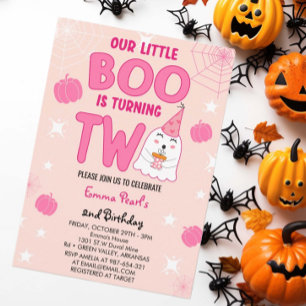 Little Boo gör två Halloween Ghost Birthday Inbjudningar