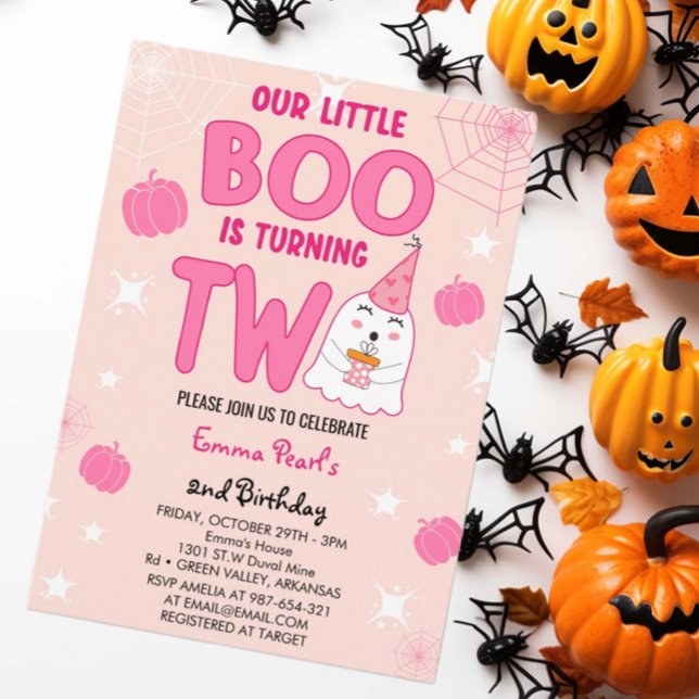 Little Boo gör två Halloween Ghost Birthday Inbjudningar (Skapare uppladdad)