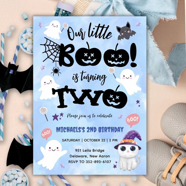 Little Boo håller på att göra två | Halloween 2:a  Inbjudningar (Skapare uppladdad)