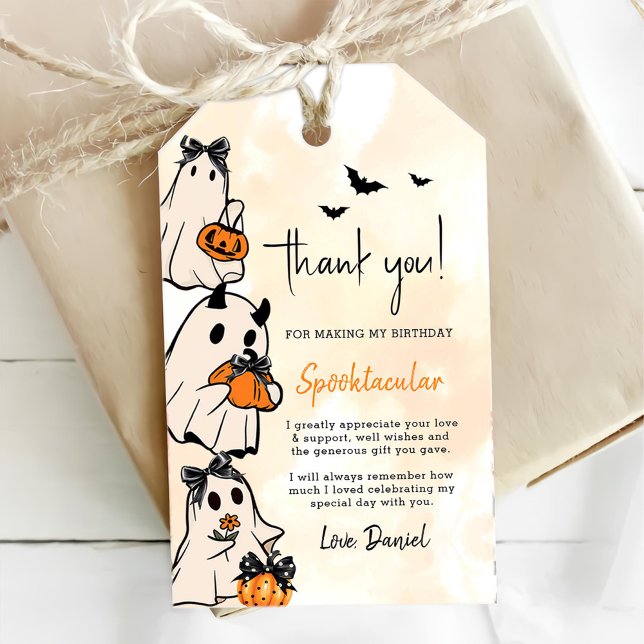 Little Boo Halloween 1st Birthday Presentetikett (Skapare uppladdad)
