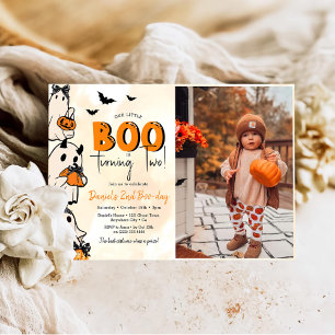 Little Boo Halloween 2:a födelsedagsfoto Inbjudningar