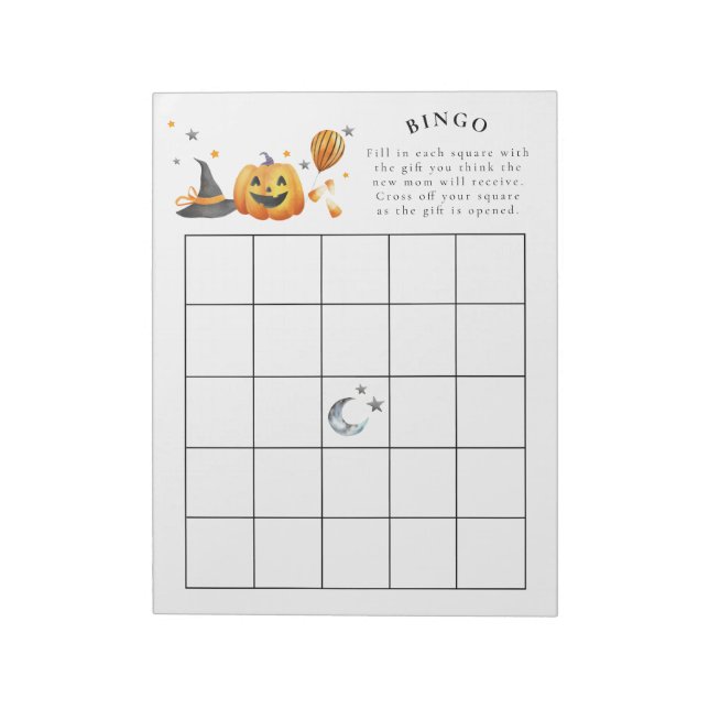 Little Boo Halloween Baby Shower Bingo Game Anteckningsblock (Roterad)