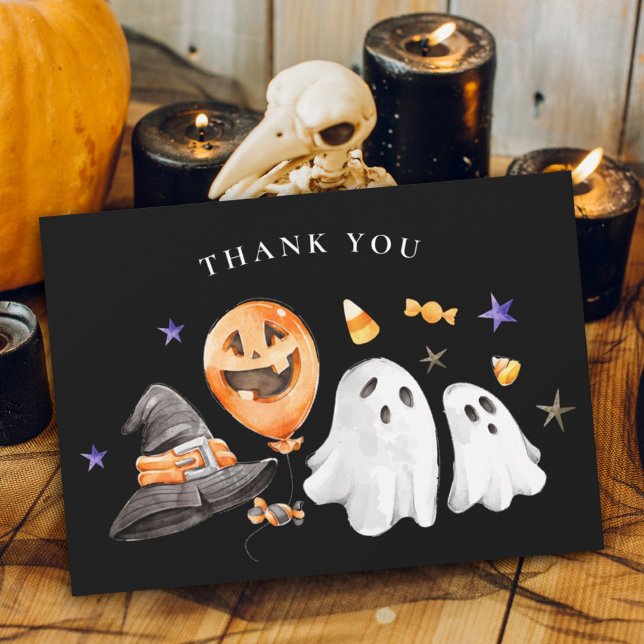 Little Boo Halloween Baby Shower Black Tack Kort (The 'Little Boo' Thank You Card is not merely a card; it is an expression of warmth and of gratitude)
