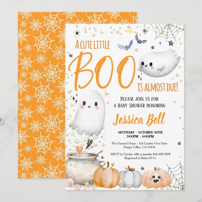 Little Boo Halloween Baby Shower Gender Neutral Inbjudningar (Fram/baksida)