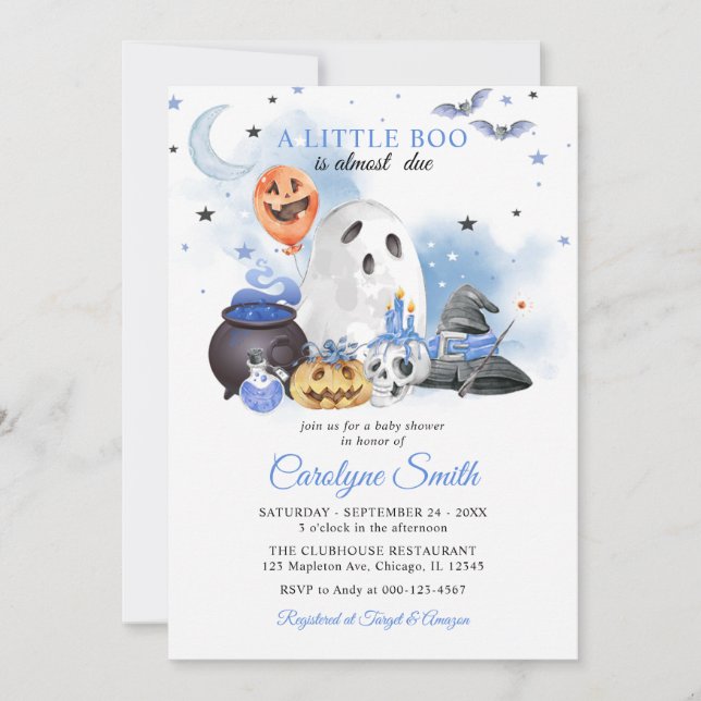 Little Boo Halloween Baby Shower Inbjudningar (Framsida)