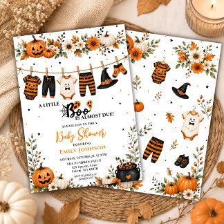Little Boo Halloween Baby Shower Klädstreck Inbjudningar
