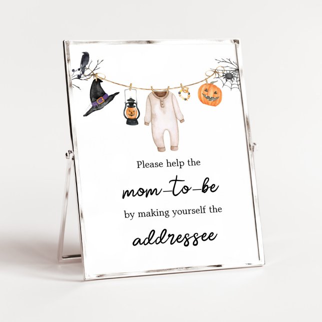 Little Boo Halloween Baby Shower Kuvert Station Poster (Halloween Baby Clothes Baby Shower Envelope Station Sign)