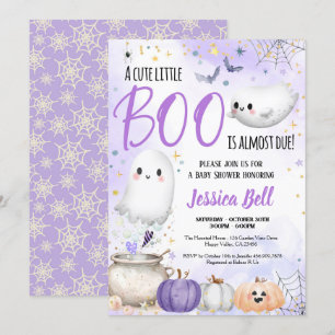 Little Boo Halloween Baby Shower Lila Inbjudningar