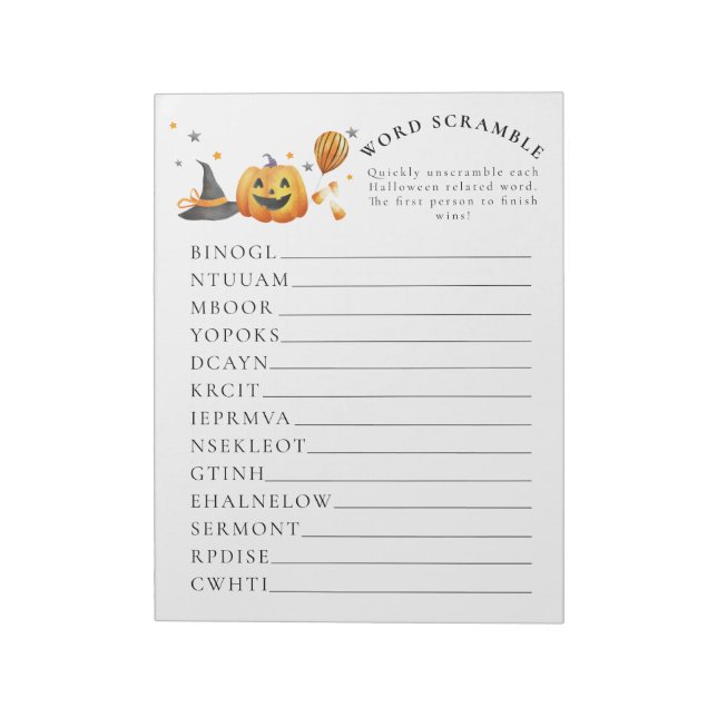 Little Boo Halloween Baby Shower Ord Scramble Anteckningsblock (Roterad)