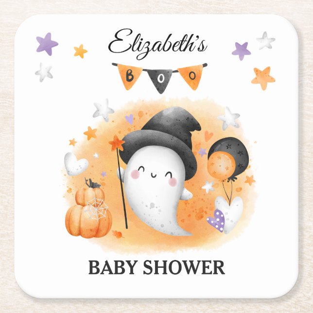 Little Boo Halloween Baby Shower Papper Underlägg (Framsidan)