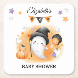 Little Boo Halloween Baby Shower Papper Underlägg Kvadrat