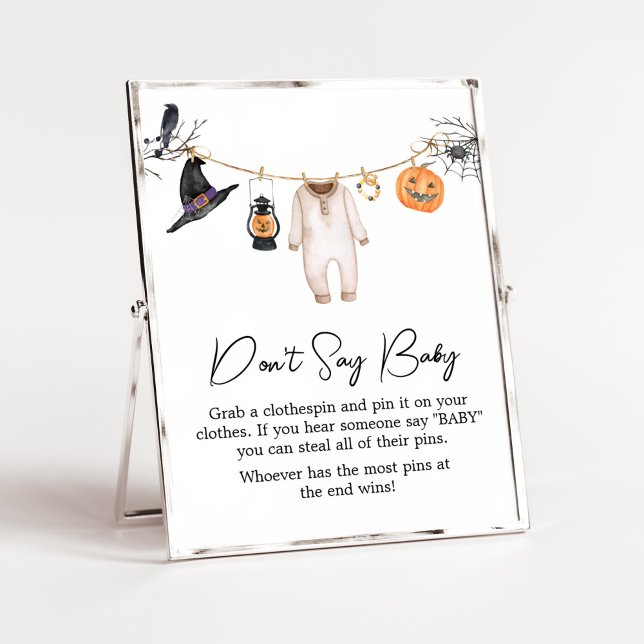 Little Boo Halloween Baby Shower Säg inte Baby Poster (Halloween Baby Clothes Baby Shower Don't Say Baby Sign)