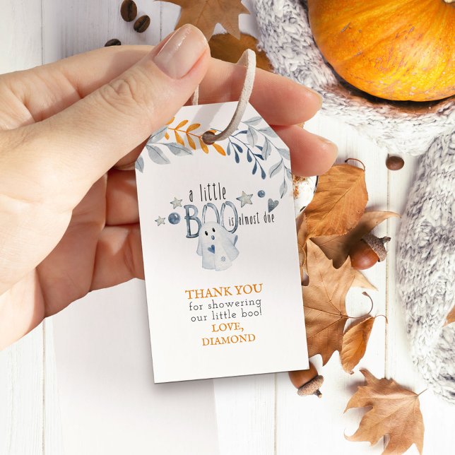 Little Boo Halloween Baby Shower Tack Presentetikett (Little Boo baby shower thank you tags
)