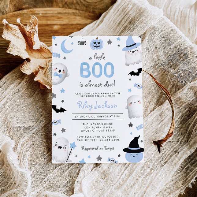 Little Boo Halloween Blue Ghost Baby Shower Inbjudningar (Skapare uppladdad)