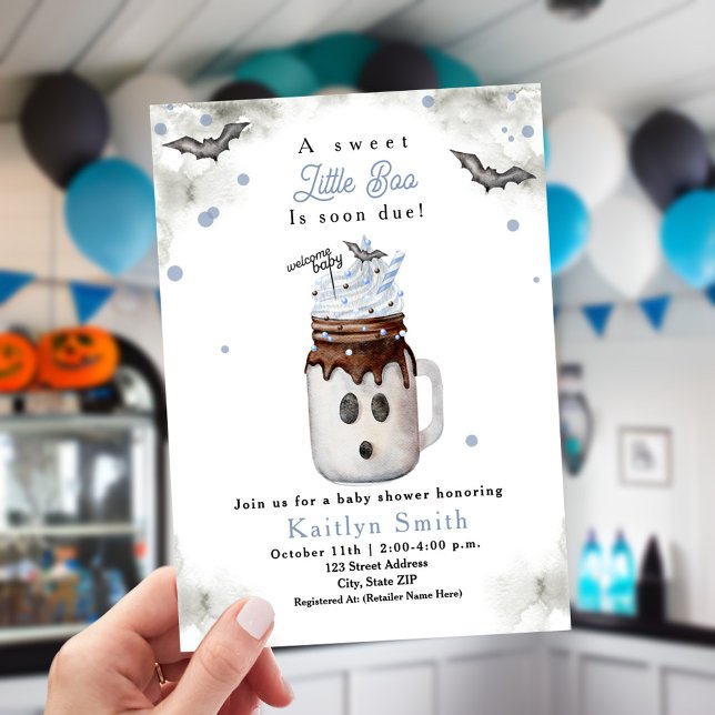 Little Boo Halloween Blue Milkshake Baby Shower Inbjudningar (Skapare uppladdad)