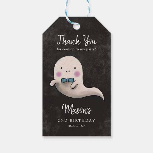 Little Boo Halloween Bow Tie Ghost Födelsedagsfest Presentetikett (Framsidan)