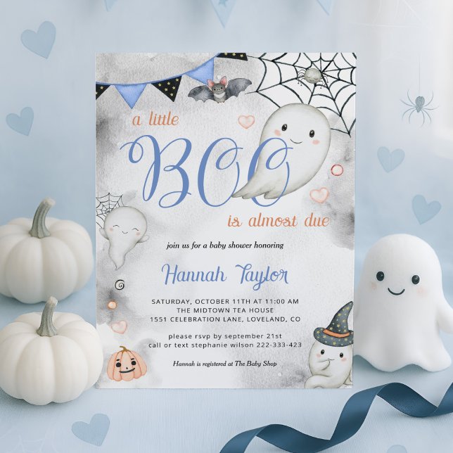 Little Boo Halloween Boy Ghost Baby Shower Inbjudningar (Skapare uppladdad)