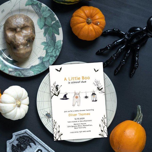 Little Boo Halloween Clothesline Baby Shower Inbjudningar (Little Boo Halloween Clothesline Baby Shower Invitation)