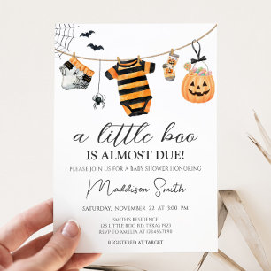Little Boo Halloween Clothesline Baby Shower Inbjudningar