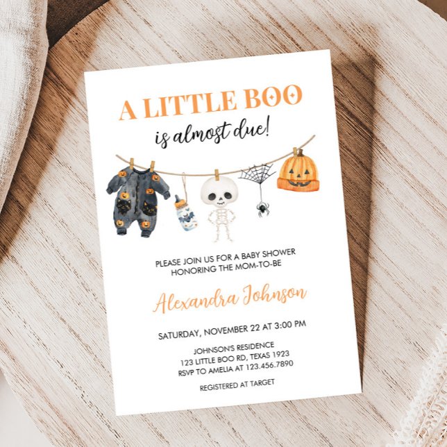 Little Boo Halloween Clothesline Baby Shower Inbjudningar (Little Boo Halloween Clothesline Baby Shower Invitation)