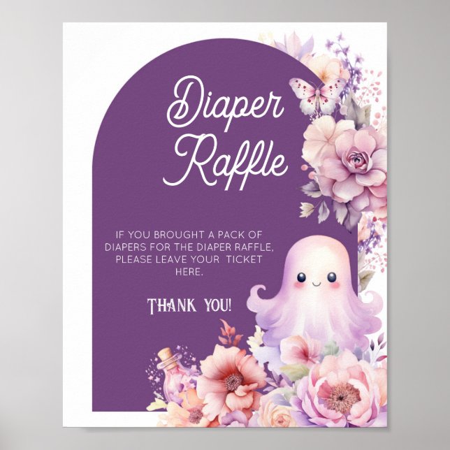 Little Boo Halloween Diaper raffle Baby Shower Poster (Framsidan)