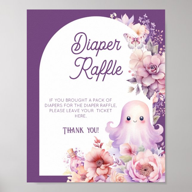 Little Boo Halloween Diaper raffle Baby Shower Poster (Framsidan)