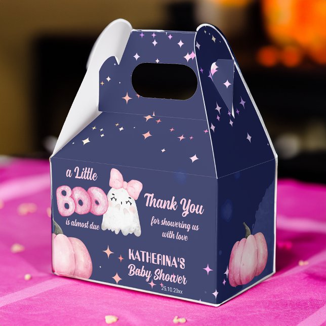 Little boo Halloween flicka spökbabydusch Presentaskar (Little boo Halloween baby girl ghost baby shower Favor Box pink and blue favor box)