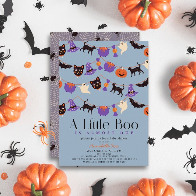 Little Boo Halloween Garlands Blue Boy Baby-dusch Inbjudningar (Skapare uppladdad)