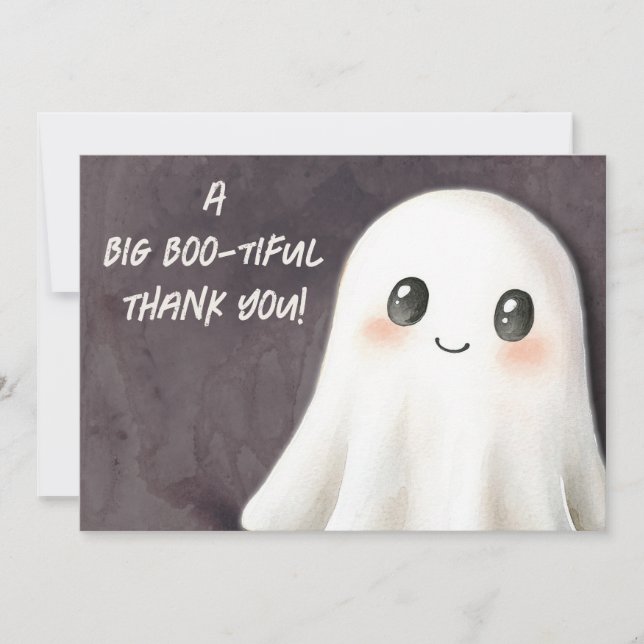 Little Boo Halloween Ghost Baby Shower Tack Kort (Framsida)