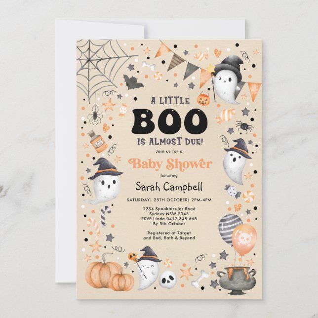 Little Boo Halloween Ghost Fall Baby Shower Inbjudningar (Framsida)