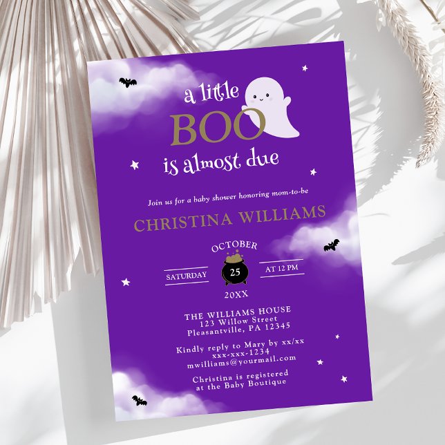 Little Boo Halloween Ghost Lila Baby Shower Inbjudningar (Skapare uppladdad)