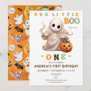 Little Boo Halloween Ghost någon ålder 1:a födelse Inbjudningar
