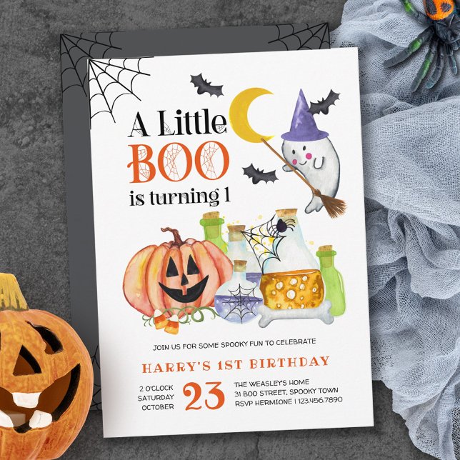 Little Boo Halloween Ghost och Potion 1:a födelsed Inbjudningar (Skapare uppladdad)