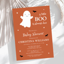 Little Boo Halloween Ghost Orange Baby Shower