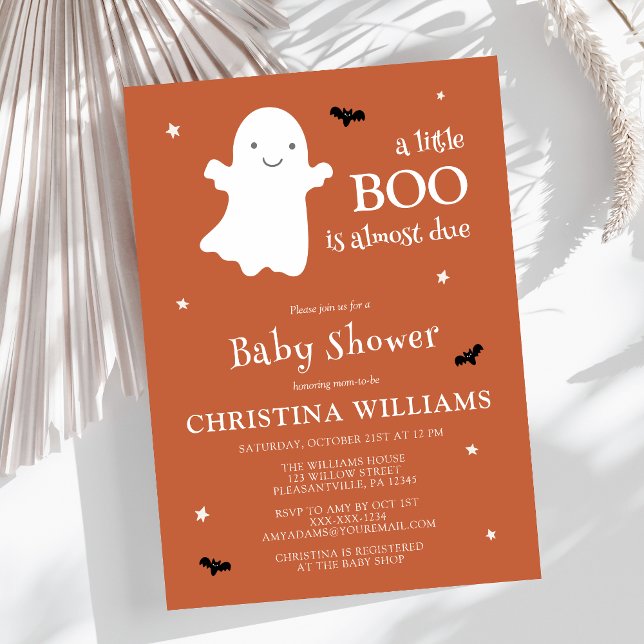 Little Boo Halloween Ghost Orange Baby Shower Inbjudningar (Skapare uppladdad)