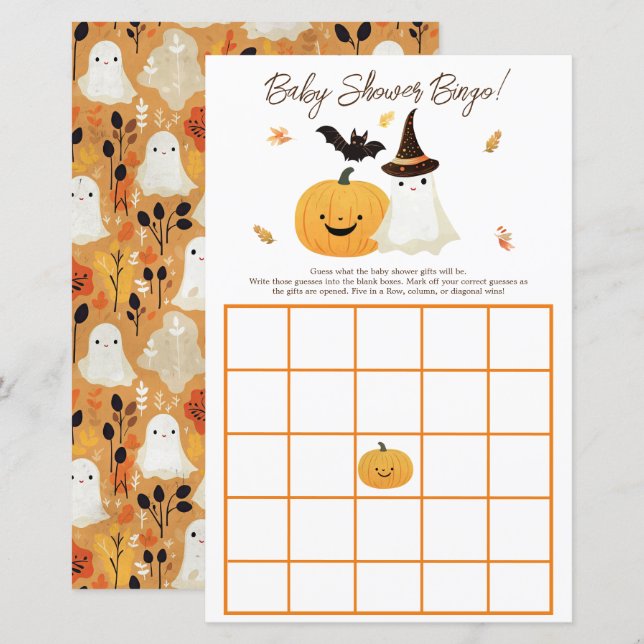 Little Boo Halloween Gift Bingo Baby Shower (Fram/baksida)