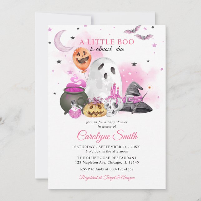 Little Boo Halloween Girl Baby Shower-inbjudan Inbjudningar (Framsida)