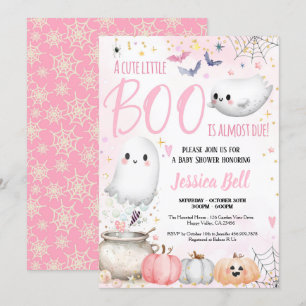 Little Boo Halloween Girl Baby Shower Rosa Inbjudningar