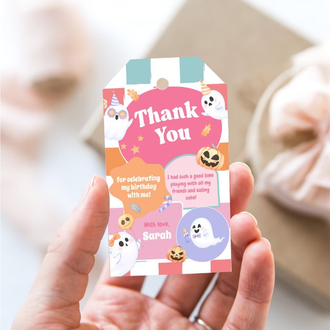 Little Boo Halloween Groovy Baby Shower Party Presentetikett (Skapare uppladdad)