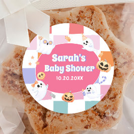 Little Boo Halloween Groovy Baby Shower Party Runt Klistermärke