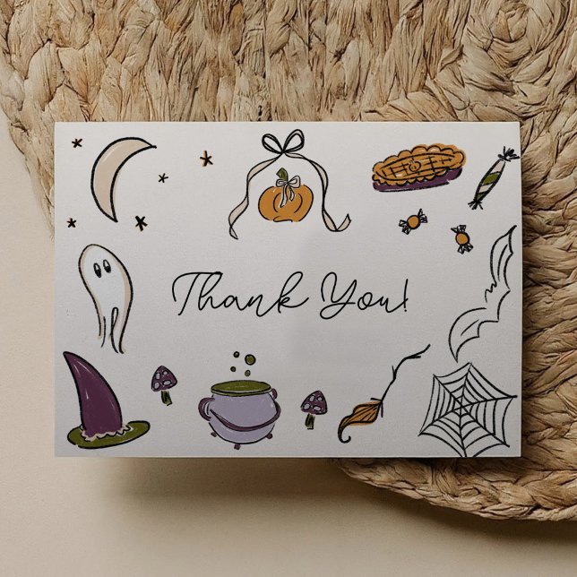 Little Boo Halloween Illustrated Baby Shower Tack Kort (Little Boo Halloween Illustrated Baby Shower Thank You Card)