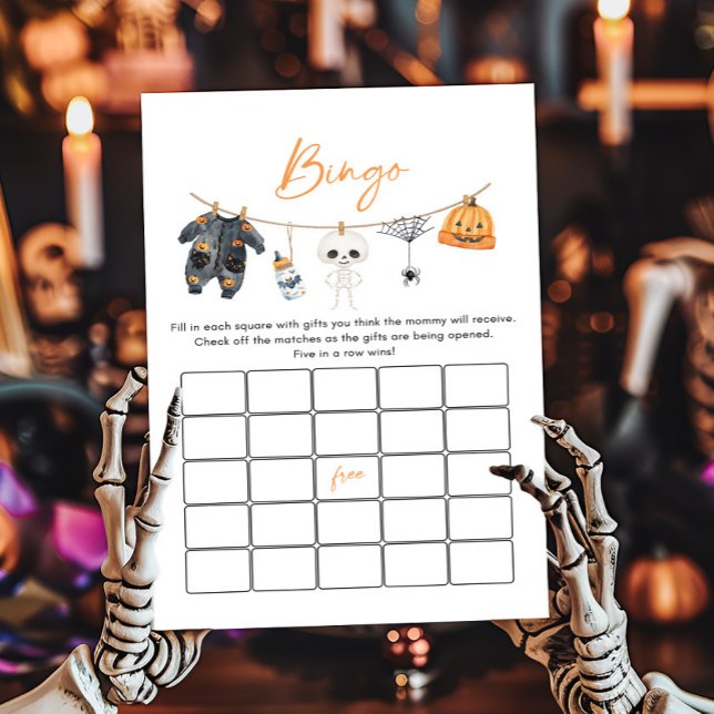 Little Boo Halloween Klädlinje Bingo Spel (Ghost Clothesline Baby Shower Bingo Game)