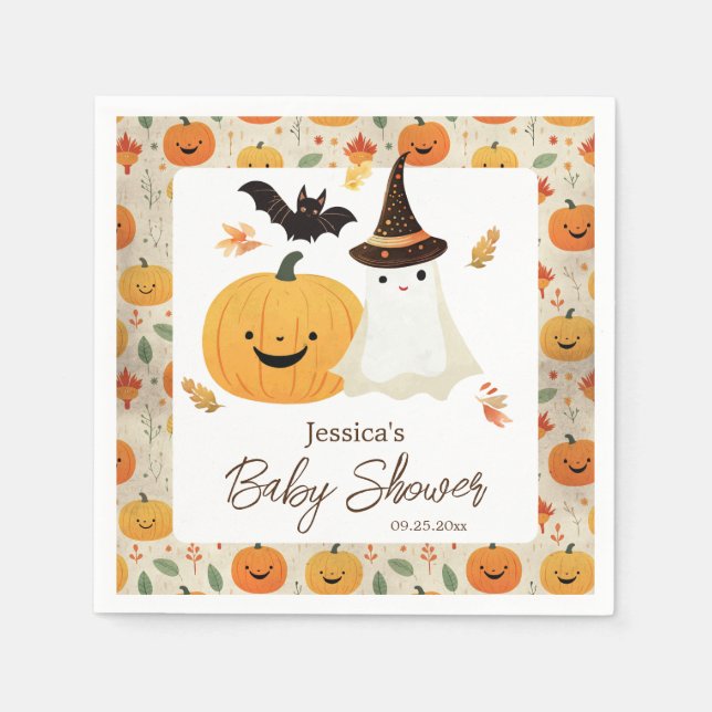 Little Boo Halloween Mönster Baby Shower Pappersservett (Framsidan)