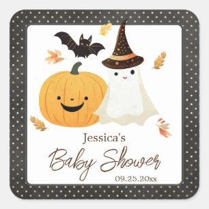 Little Boo Halloween Pollka Dot Baby Shower Fyrkantigt Klistermärke