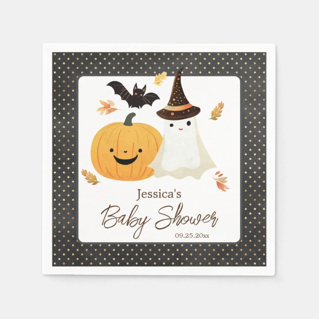 Little Boo Halloween Pollka Dot Baby Shower Pappersservett (Framsidan)