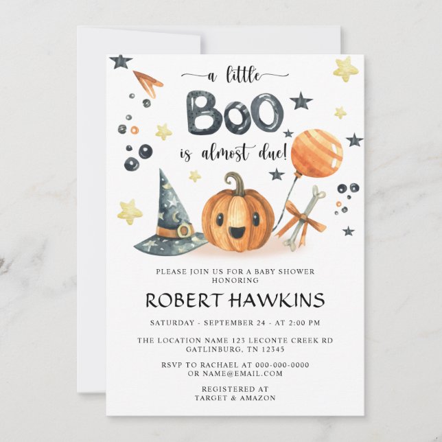 Little Boo Halloween Pumpkin Baby Shower-inbjudan Inbjudningar (Framsida)
